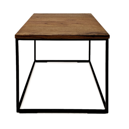 Beistelltisch aus Metall und Eiche in Braun oder Grau