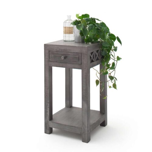 Beistelltisch 40 x 40 x 75 cm in Grau aus Massivholz