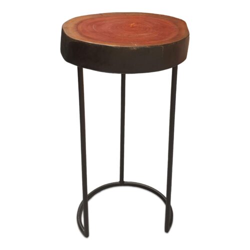 Beistelltisch Sheesham Massivholz 28 x 28 x 56 cm mit Metallfuß