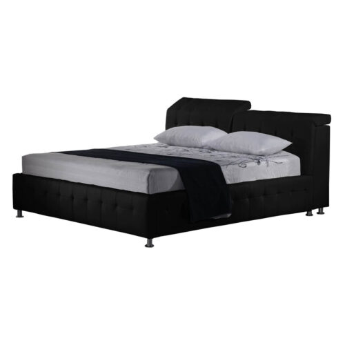 Polsterbett 180x200 Kunstleder Schwarz