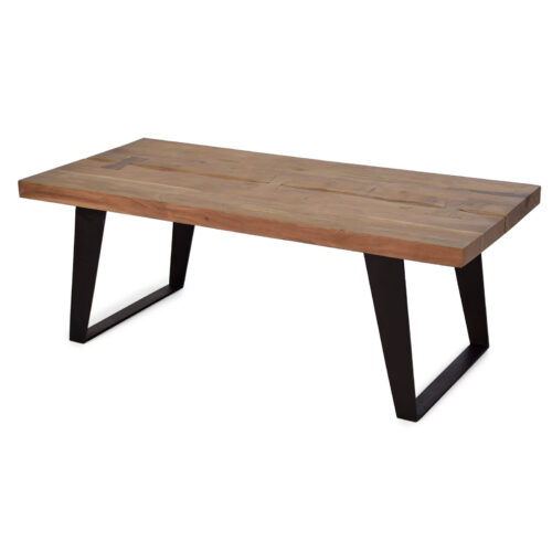 Couchtisch Akazie Massivholz 130 x 60 x 48 cm mit Metallgestell