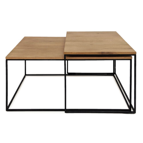 Couchtisch Cube Eiche Metall (2 teilig)