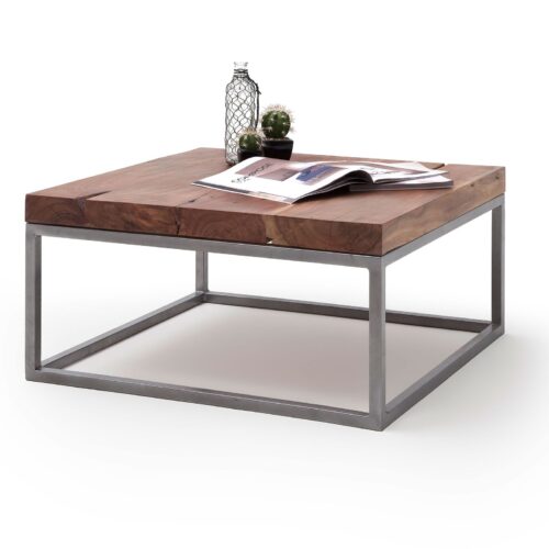 Couchtisch 75 x 75 cm Akazie Massivholz Braun