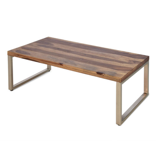 Couchtisch Sheesham Massivholz mit Metallgestell 120 x 60 x 40 cm