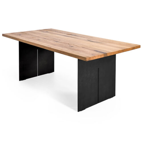 Esstisch Wildeiche Stahl Schwarz 200 x 100 cm