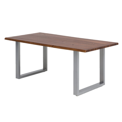 Esstisch Byra Natur lackiert mit Baumkanten U-Gestell in Schwarz