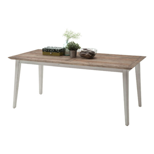 Esstisch Maurus Weiß Braun Massivholz