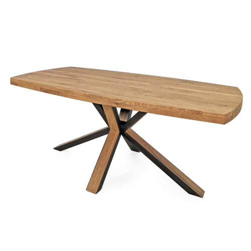 Esstisch in Bootsform - Eiche massiv / Metall