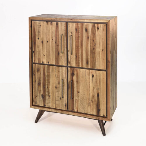 Highboard 147cm Akazie Massiv Braun Vintage