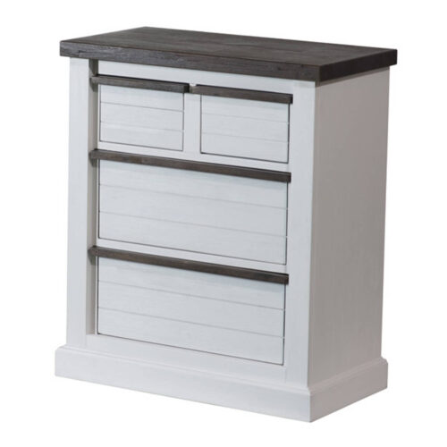 Kommode in Akazie massiv Weiß / Braun