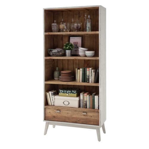 Regal Weiß Braun Massivholz B90 x H196 cm