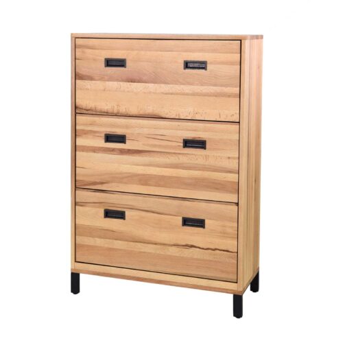 Schuhschrank Eiche Massiv 124 cm Hoch