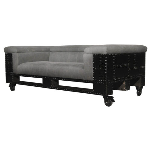 Sofa 2-Sitzer in Schwarzblech / Canvas Grau