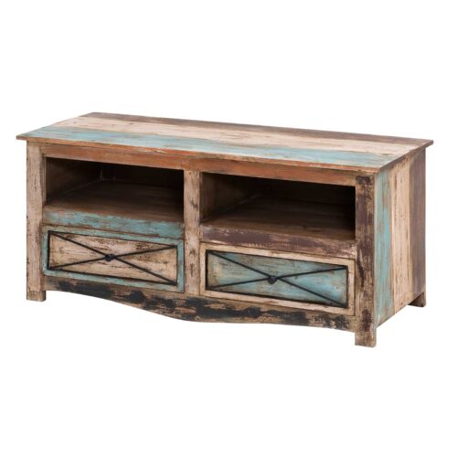 TV Lowboard 120cm Breit aus Massivholz im Vintage Look