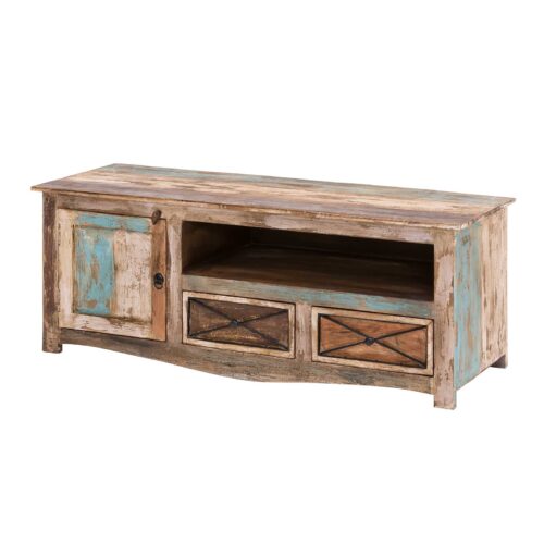 TV Lowboard 140cm Breit aus Massivholz im Vintage Look