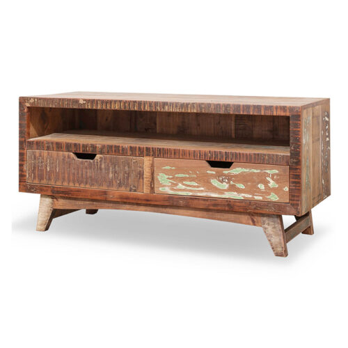 TV Lowboard aus recyceltem Massivholz 115 x 55 cm Bunt