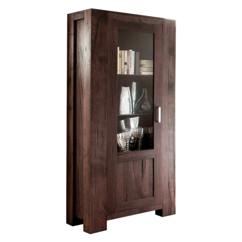 Vitrine in Eiche massiv verwittert antik 132 cm