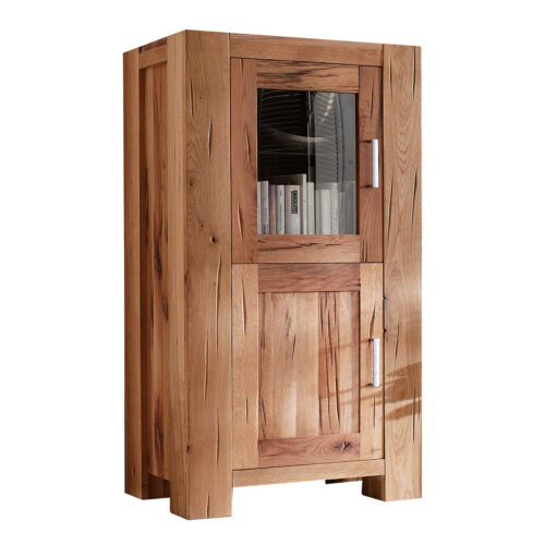 Vitrine in Eiche massiv natur geölt 132 cm