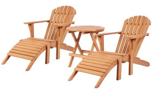 Liegesessel Adirondack Montreal und Tisch Dorset Teak-KOMPLETTSET