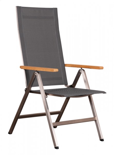 Gartenklappsessel Lute Hochlehner Edelstahl Outdoorgewebe deVries