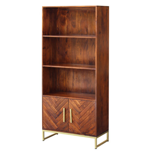 Bücherregal mit Fischgrätenmuster