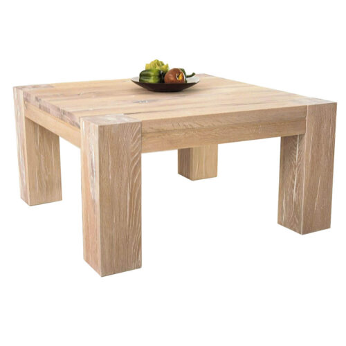 Couchtisch 70x70 in Eiche massiv weiß gekälkt