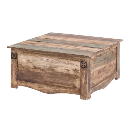 Couchtisch 90 x 90 cm aus Massivholz im Vintage Look