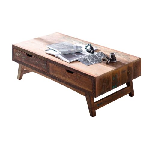 Couchtisch aus recyceltem Massivholz 60 x 120 cm Bunt