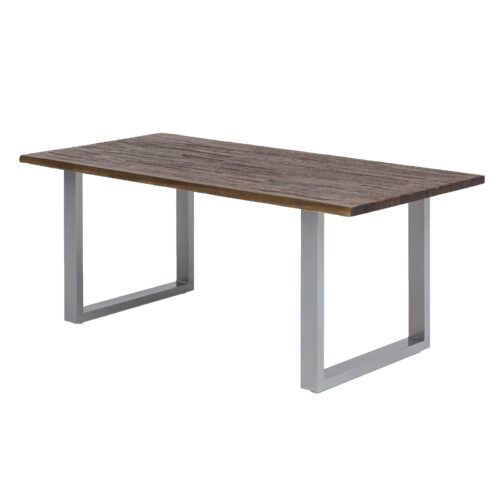 Esstisch Byra Braun mit Baumkanten U-Gestell in Grau