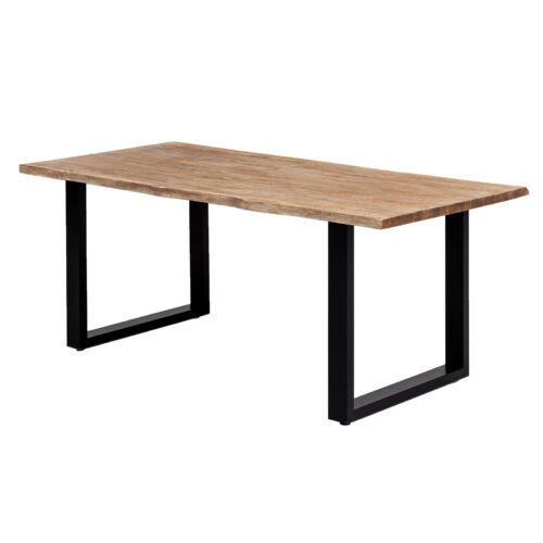 Esstisch Byra Hellbraun mit Baumkanten U-Gestell in Schwarz