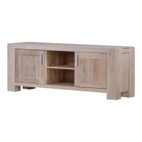 TV-Lowboard in Eiche massiv weiß gekälkt