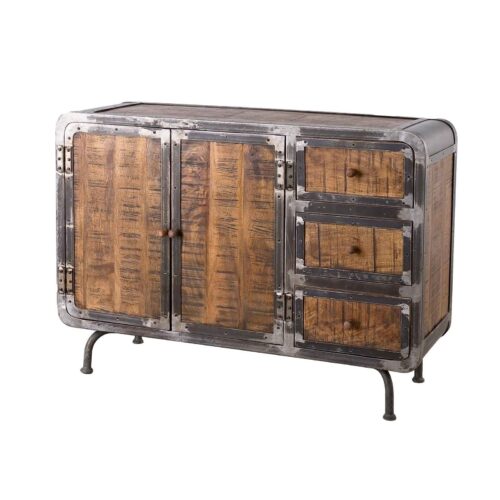 Sideboard Saigon aus Massivholz und Metall 120 x 85 cm