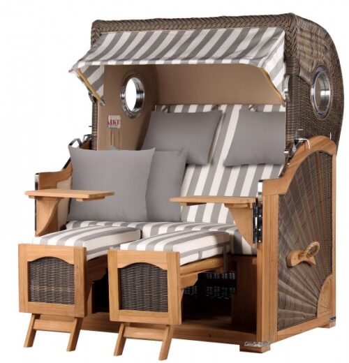 Strandkorb Rantum Grande Teak PE grey Dessin 513