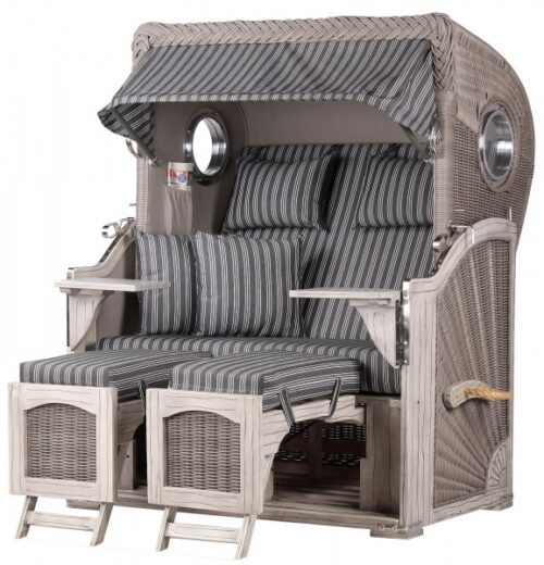 Strandkorb Rantum Mahagoni washed grey PE koboo grey Dessin 500