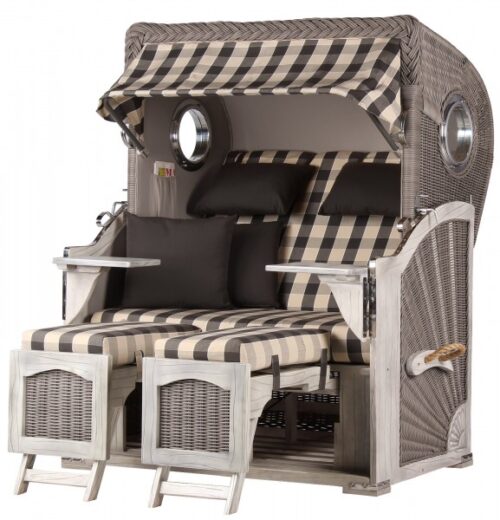 Strandkorb Rantum Mahagoni washed grey PE koboo grey Dessin 505