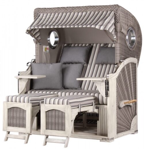 Strandkorb Rantum Mahagoni washed grey PE koboo grey Dessin 545