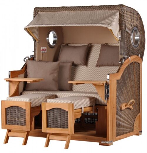 Strandkorb Rantum Grande Teak PE grey Dessin 510