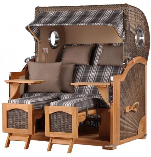 Strandkorb Rantum Grande Teak PE grey Dessin 522