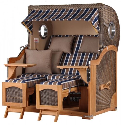 Strandkorb Rantum Grande Teak PE grey Dessin 526
