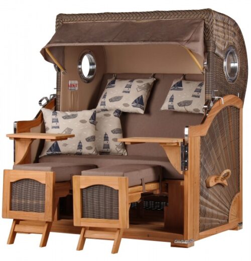 Strandkorb Rantum Grande Teak PE grey Dessin 540