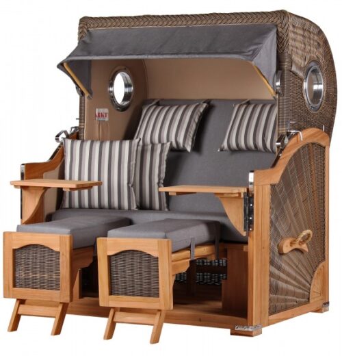 Strandkorb Rantum Grande Teak PE grey Dessin 544