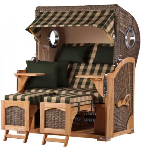 Strandkorb Rantum Teak PE grey Dessin 506-KOMPLETTSET