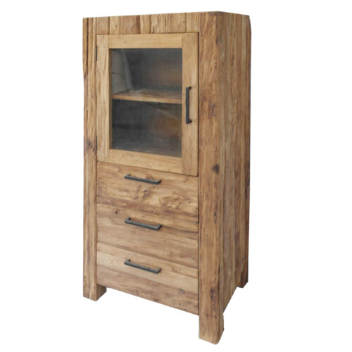 Vitrine Teak Massivholz 146 cm Hoch