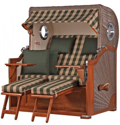 Strandkorb Westerland Mahagoni Bullauge PE grey Dessin 506