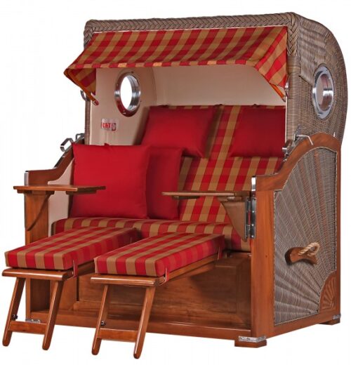 Strandkorb Westerland Mahagoni Bullauge PE grey Dessin 508