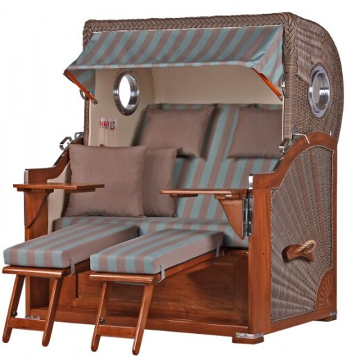 Strandkorb Westerland Mahagoni Bullauge PE grey Dessin 520