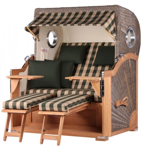Strandkorb Westerland Teak Bullauge PE grey Dessin 506