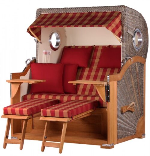 Strandkorb Westerland Teak Bullauge PE grey Dessin 508