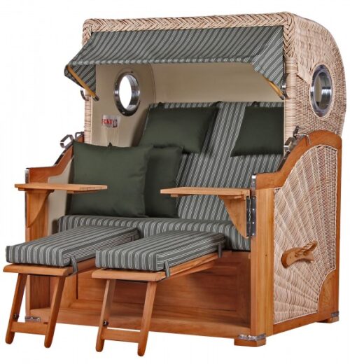 Strandkorb Westerland Teak Bullauge PE shell Dessin 504