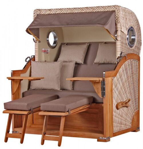 Strandkorb Westerland Teak Bullauge PE shell Dessin 534